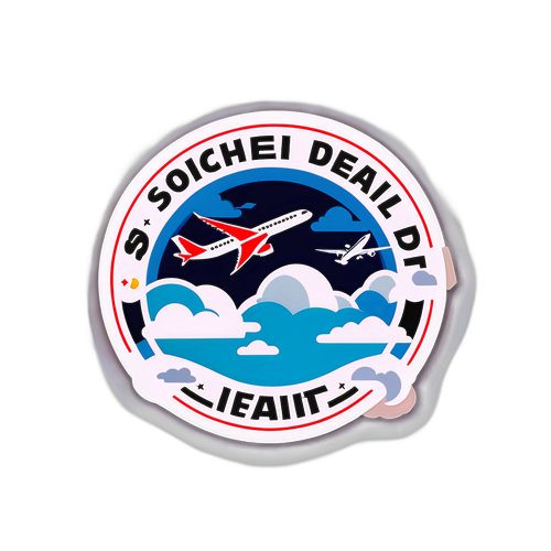 Наклейка "Задержки рейсов" с изображением аэропорта Сочи
