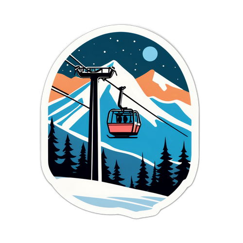 Vintage lyžařský vlek na zasněženém pozadí