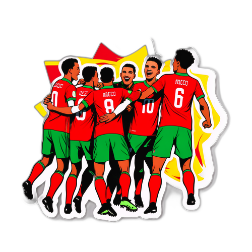 Desain Energetik Tim Sepak Bola U20 Maroko Merayakan Gol