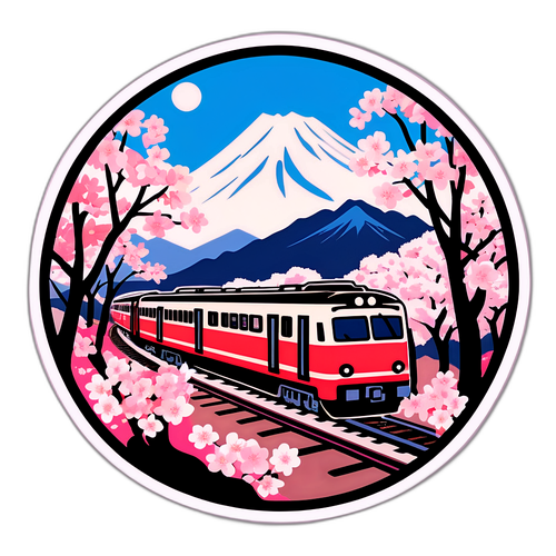 中央線の桜と電車の風景