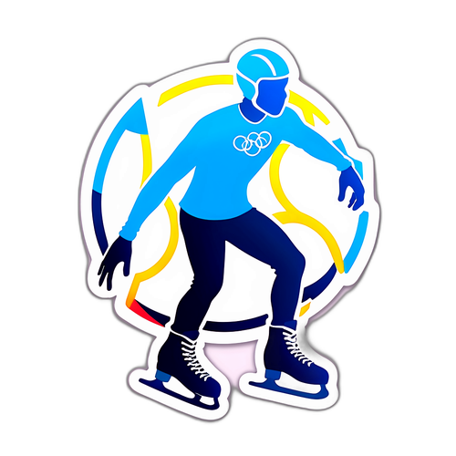 Silhouette di pattinatore con anelli olimpici