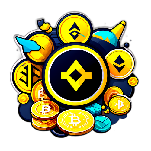 Logo dinamic Binance înconjurat de monede