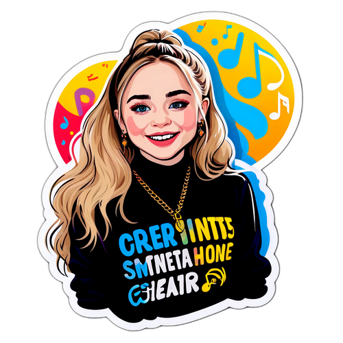 Una divertida y colorida calcomanía de Sabrina Carpenter