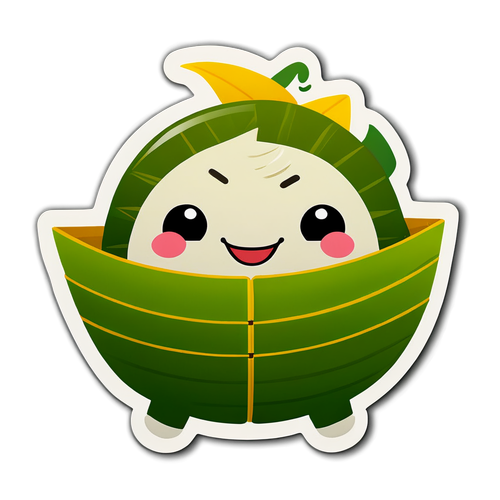 可愛的龍舟節粽子貼紙