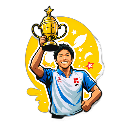 西岡良仁が優勝トロフィーを持つデザイン