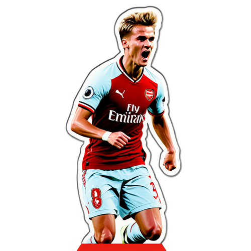 Moderne klistremerke med Arsenal-logo og Martin Ødegaard