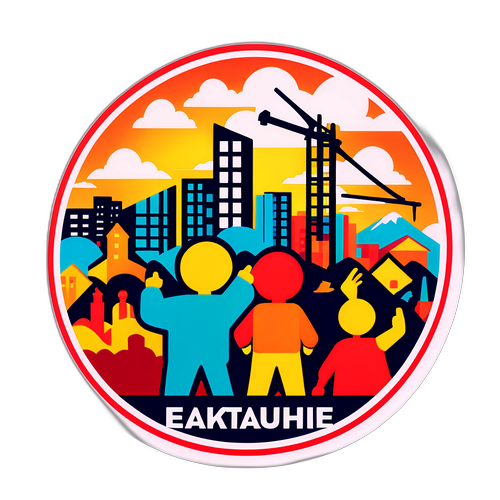 地震后人们团结的Sticker设计