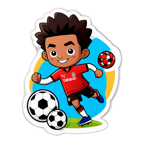 Sticker Carino di Diao con Equipaggiamento da Calcio