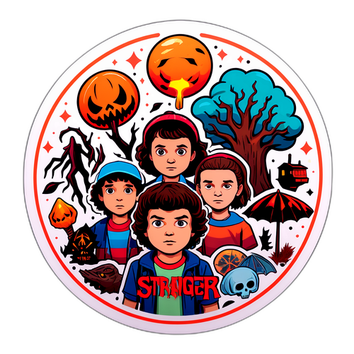 Autocollant interactif inspiré de Stranger Things avec des détails effrayants