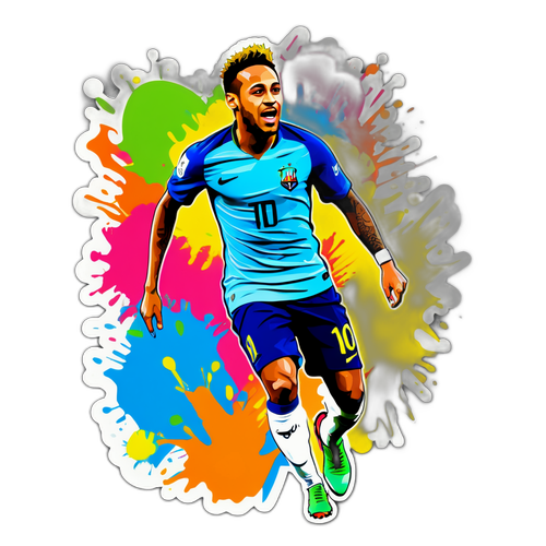 Sticker artistique de Neymar célébrant un but