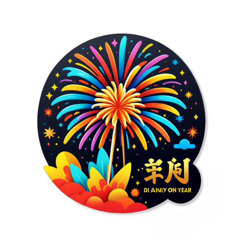 農曆新年第二天煙花慶祝貼紙