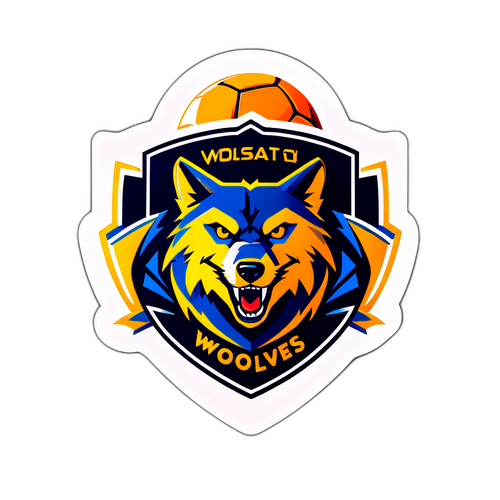 Ποδόσφαιρο ενάντια στο φόντο των λογότυπων Arsenal και Wolves