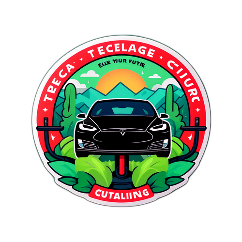 Decal cu ilustrația încărcării Tesla pentru sustenabilitate