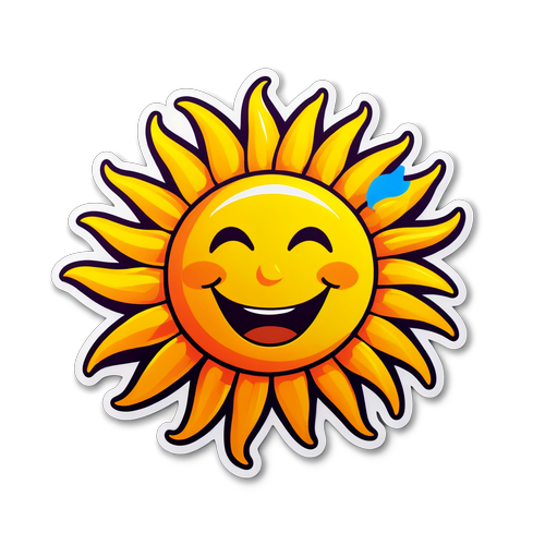 Diseño de un sol radiante con una cara sonriente