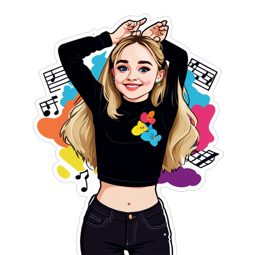 Sabrina Carpenter Stuntelt in Kleur: Een Betoverende Sticker vol Muzikale Energie!