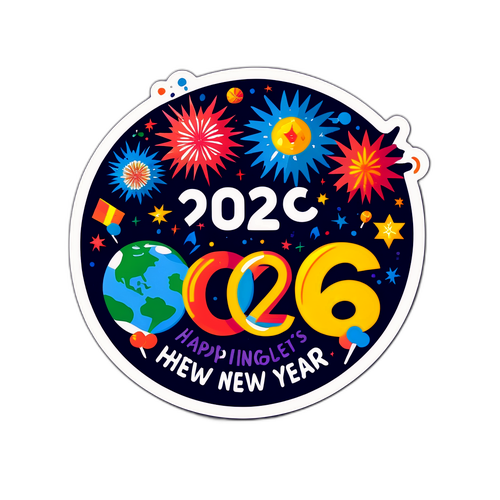 הוא מצלצל בשנה החדשה 2026 עם זיקוקים וסמלים של חגיגה