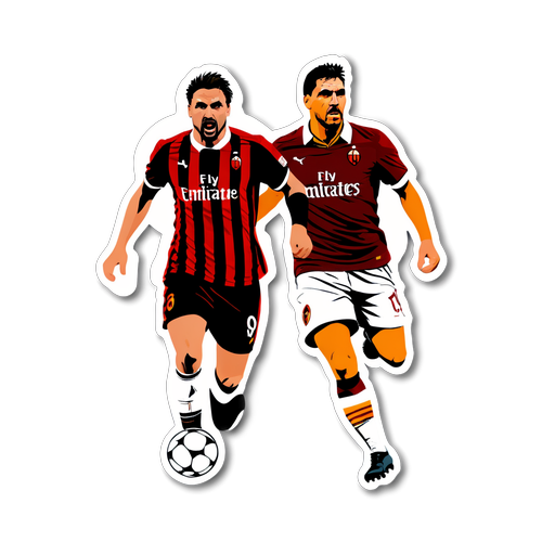 Stylizowane ilustracje legendarnych graczy AC Milan i AS Roma