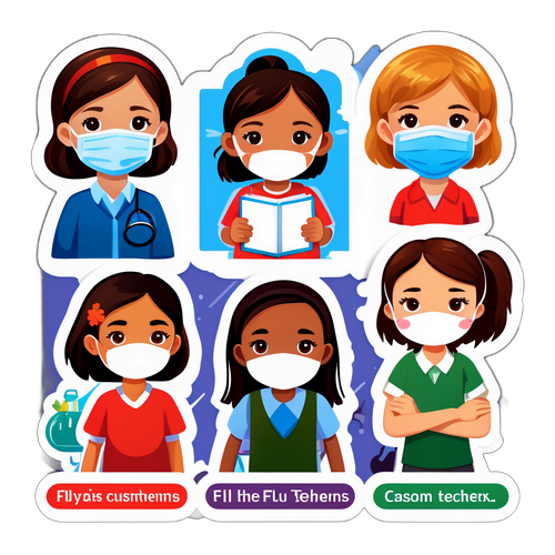 流感爆发时期的教室情况贴纸