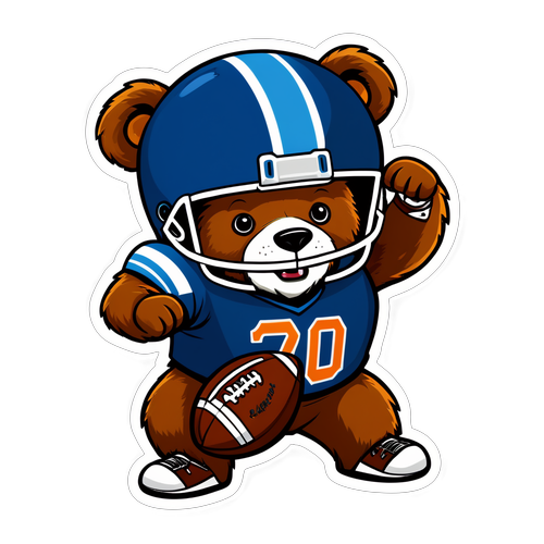 Playful Bear in Football Helmet Sticker