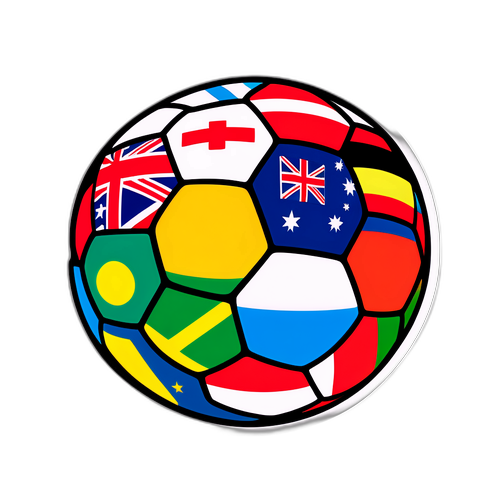 Lekfull fotbollssticker med landsflaggor