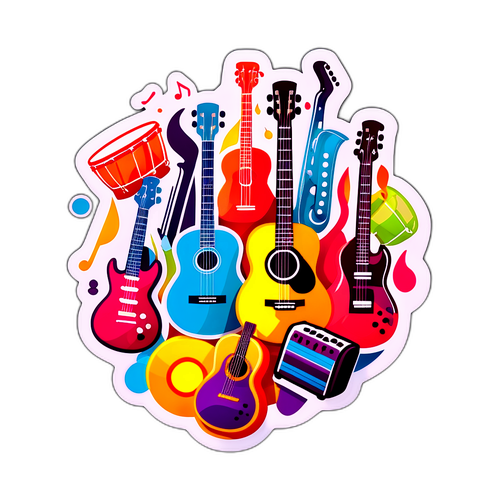 Kolorowy sticker instrumentów muzycznych