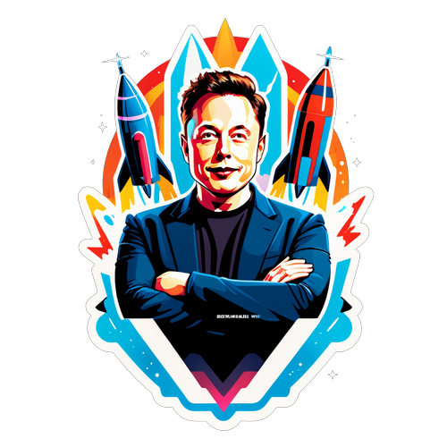 Futuristisk klistermærke af Elon Musk