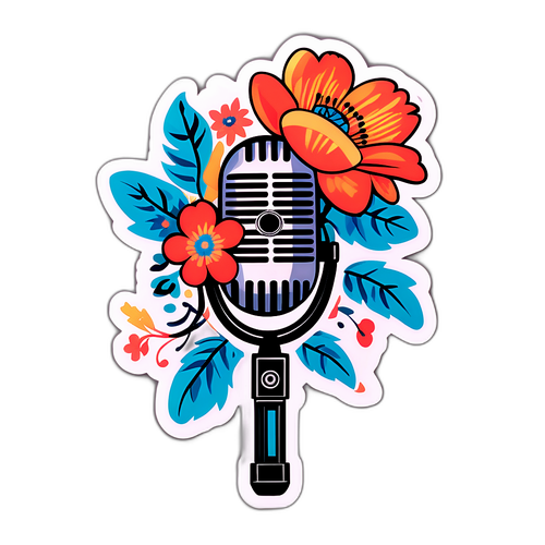 Elegant Floral Microphone Sticker