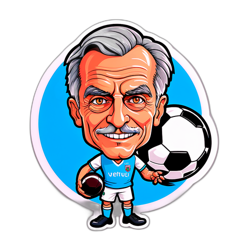 Illustration de Bertrand Latour en style caricatural avec éléments de football