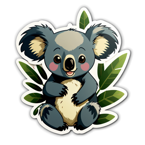 ¡Descubre la Pegatina que Hará Sonreír a tu Corazón: Un Koala Abrazando la Naturaleza!