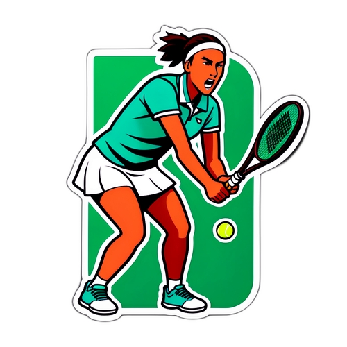 Sticker na Ipinapakita ang Tennis Court na may Alex Eala na Nagseserbisyo