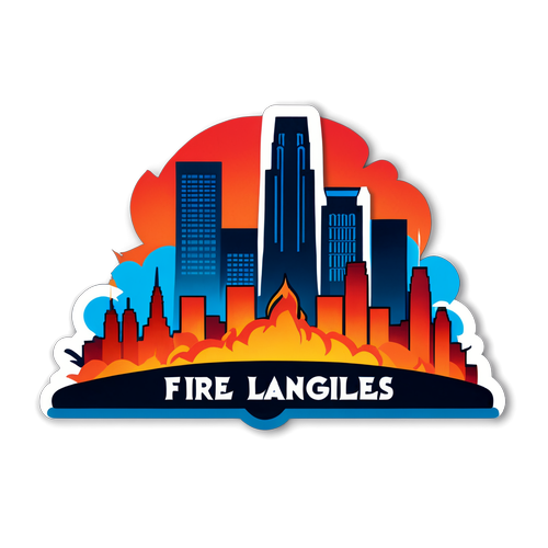 Stylisierte Skyline von Los Angeles mit den Worten 'Fire Los Angeles'