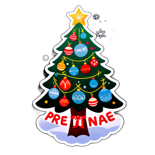Adesivo Festivo con Albero di Natale