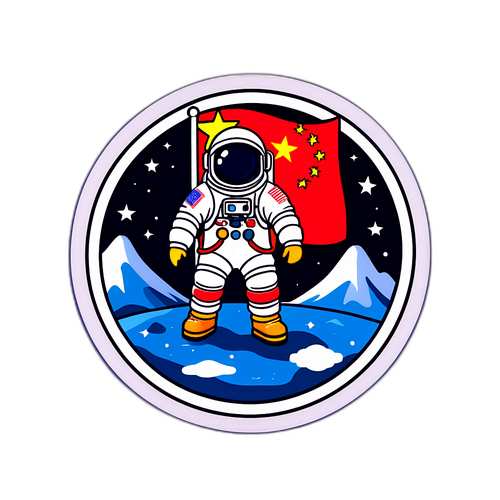 中国太空探索与南极考察贴纸