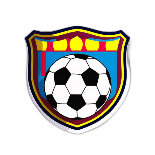 Sticker animat cu minge de fotbal și banner Barcelona