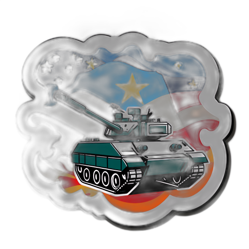 Наклейка с военной техникой и символами