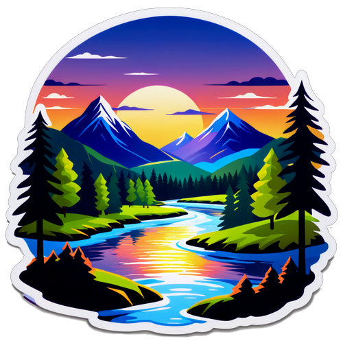 Mountain Sunset Serenity Sticker