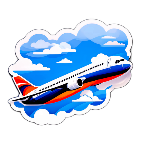 Дизайн Аэрофлота с самолетом, летящим сквозь облака