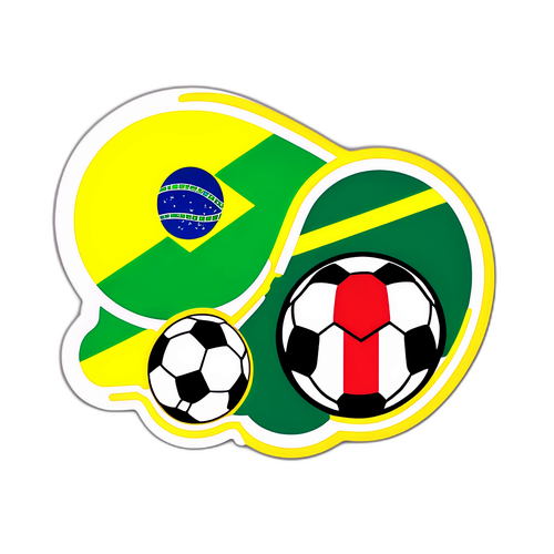 מדבקת כדורגל וינטג' עם דגלי ברזיל וסנגל