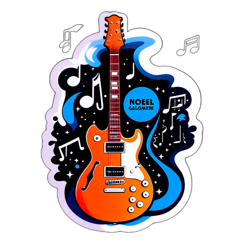 Diseño de guitarra eléctrica con logo de Noel Gallagher
