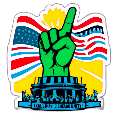Sticker inspirat de proteste, cu mesaje de schimbare și unitate