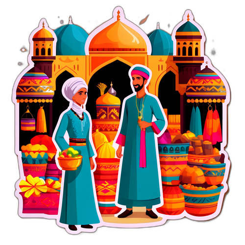 Oman’s rike kultur illustrert i en livlig basar scene