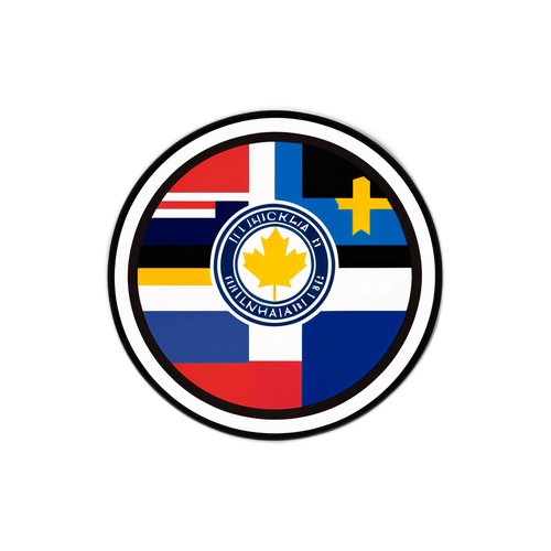 Hockeypuck med IIHF-lagfärger