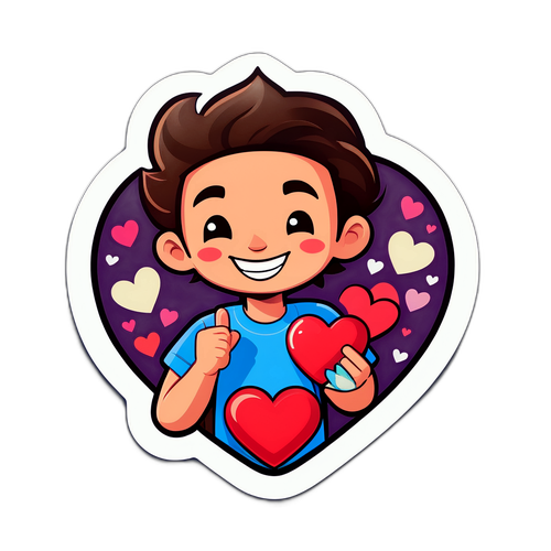 愛と友情をテーマにしたキャラクターのステッカー