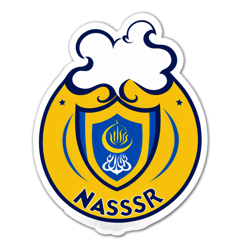 Diseño de un sticker con una taza humeante y el logo de Al Nassr