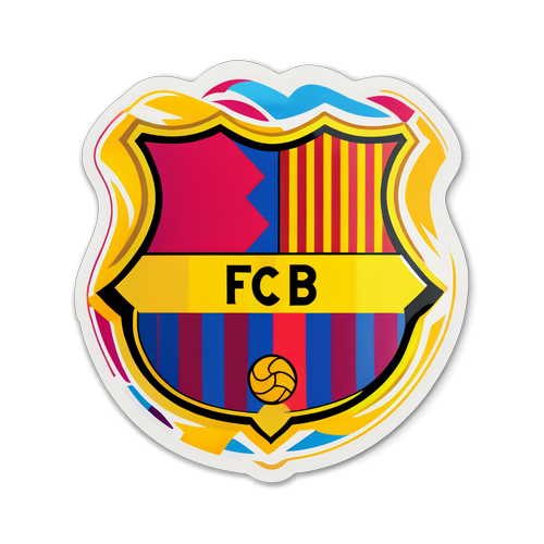 Rekaan Stiker Logo Barcelona dengan Latar Belakang Abstrak Berwarna