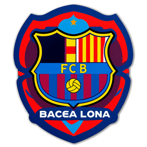 Stickers z logo FC Barcelona otoczone elementami symbolizującymi La Ligę