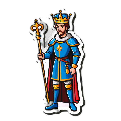 Prinț medieval cu coroana și sceptrul