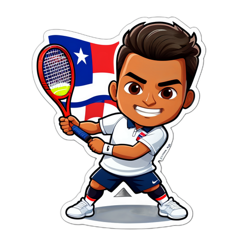 Sticker de Alejandro Tabilo con raqueta de tenis