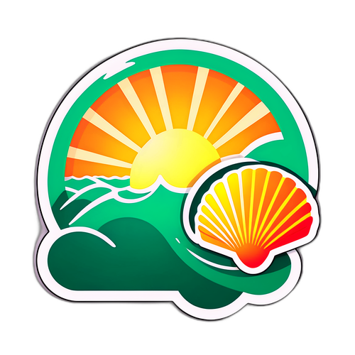 Sticker van het Shell-logo met een vrolijke zon