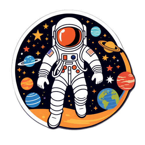 Yıldızlar ve Gezegenlerle Dolu Astronot Tasarımı
